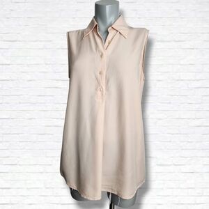 Vintage 90s Burberrys Light Pink Sleeveless Pop Over Blouse Size 4